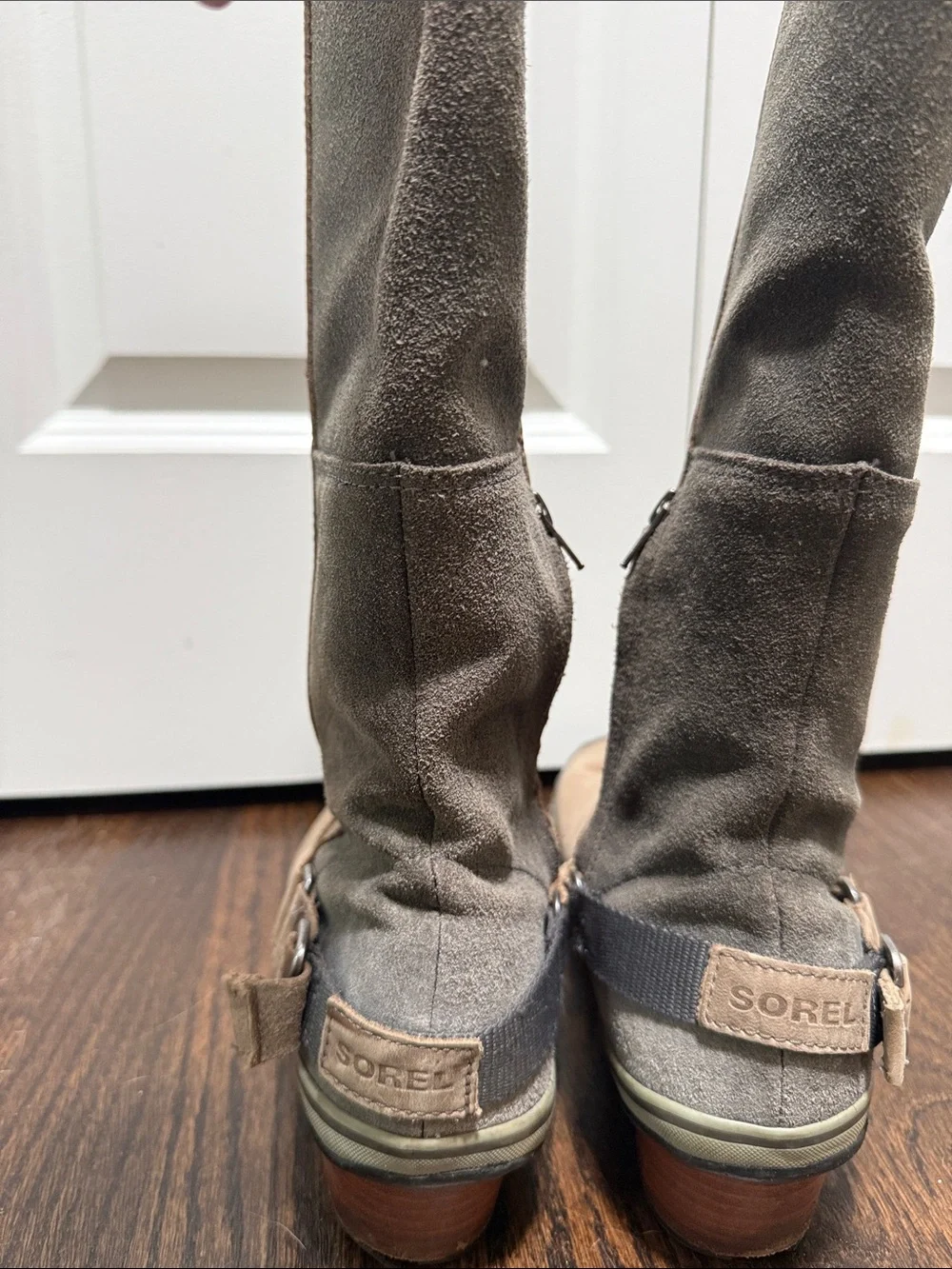 Sorel Two-Tone Brown and Dark Gray Leather Suede Tall Boot